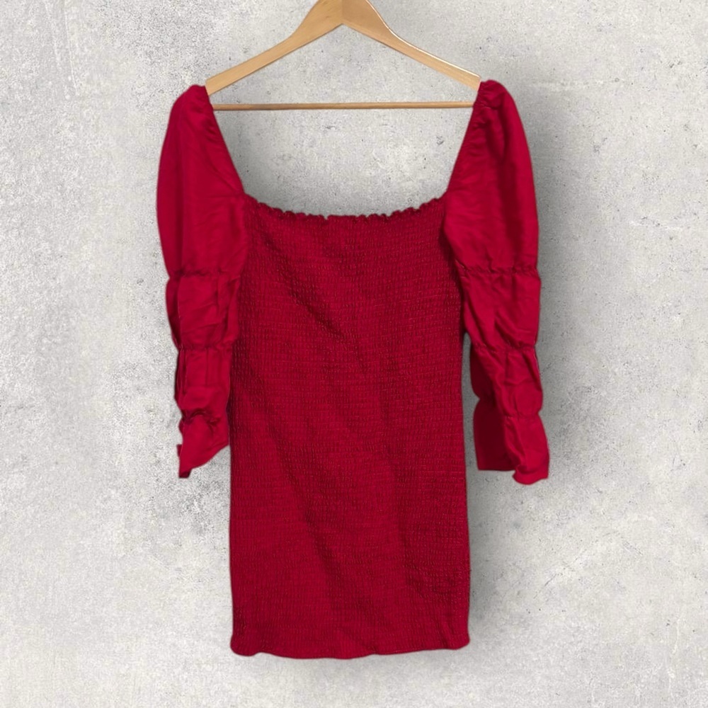 Reformation Jacinta linen blend smocked mini dress - Picture 6 of 7